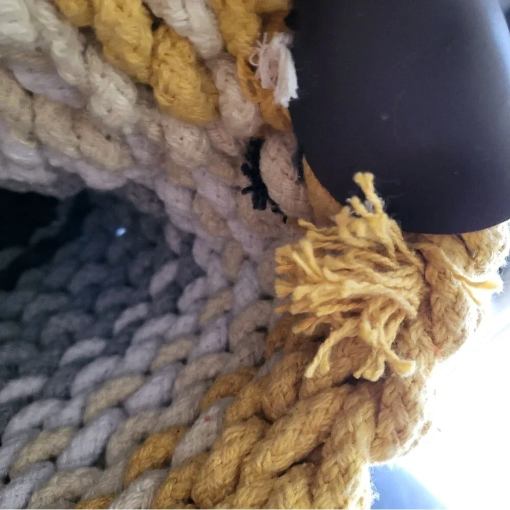 Ugg Rainbow Gradient Thick Rope Basket Yellow Gold Gray Medium Size 12 x 16